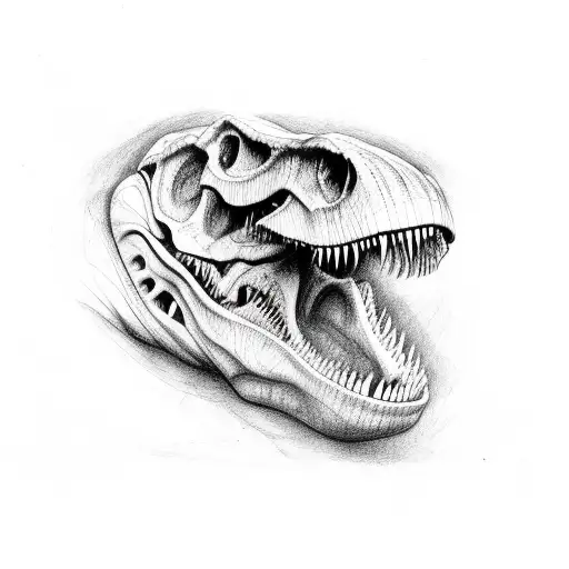 t-rex skull side view tattoo design idea