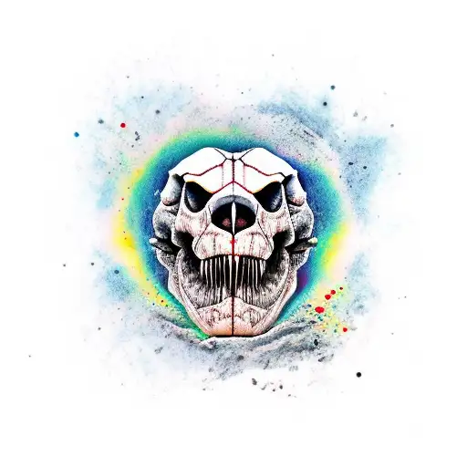 t-rex skull tattoo design idea
