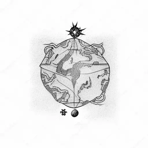 treasure map on the Mars tattoo design idea