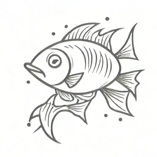 cute sardine with a smile on her face tattoo design idea