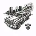 burning cop car  tattoo design idea