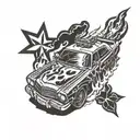 burning cop car  tattoo design idea