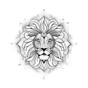 flower lion mandala tattoo design idea