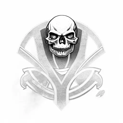 A black-grey tattoo featuring a stylized American football with La Muerta's face intricately incorporated into the design tattoo design idea