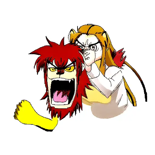 angry lion with my wife face tattoo design idea