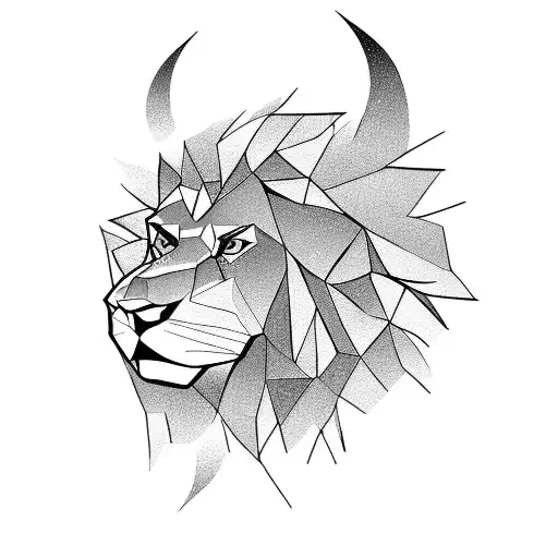 angry lion with my wife face tattoo design idea