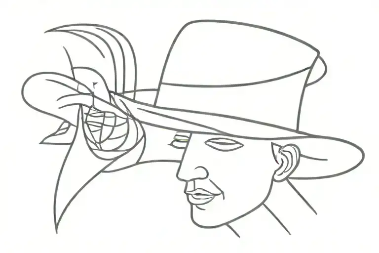 a 2d fedora only using the style of Picasso  tattoo design idea