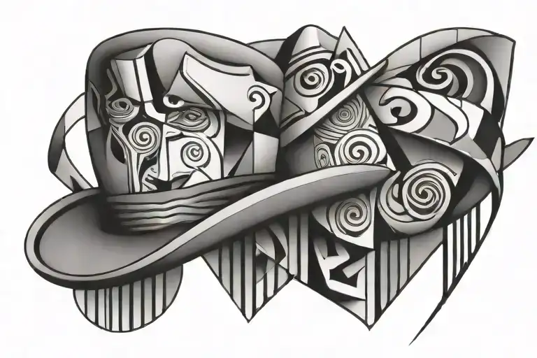 a 2d fedora only using the style of Picasso  tattoo design idea