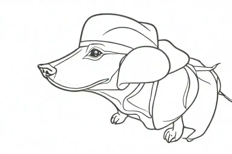 a 2d fedora only using the style of Picasso dachshund  tattoo design idea