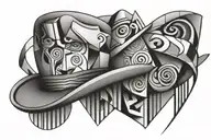 a 2d fedora only using the style of Picasso  tattoo design idea