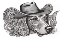 a 2d fedora only using the style of Picasso dachshund tattoo design idea