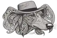 a 2d fedora only using the style of Picasso dachshund tattoo design idea
