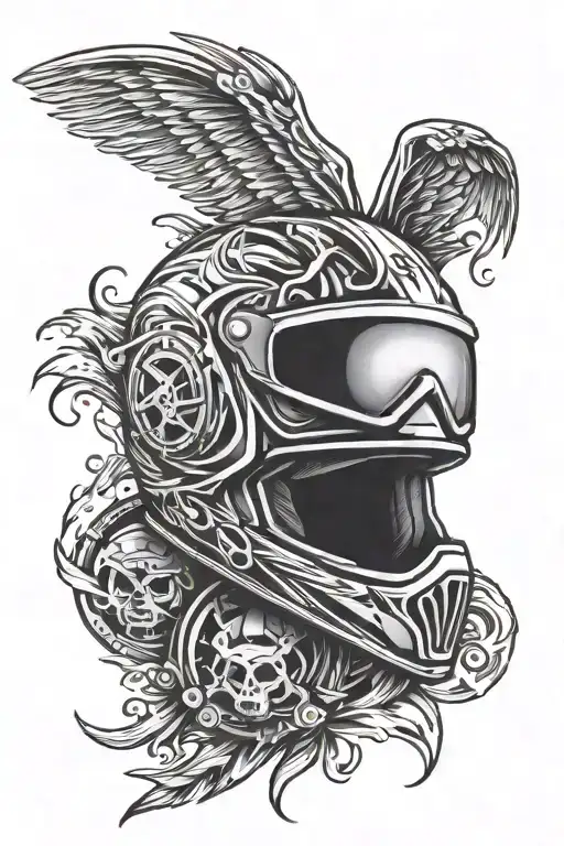 motocross helmet surrounded tattoo design idea
