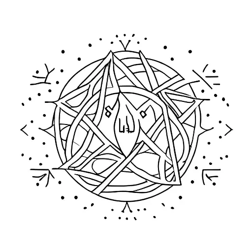 A minimalist tattoo of a moonlit forest with positive energy radiating from it tattoo design idea