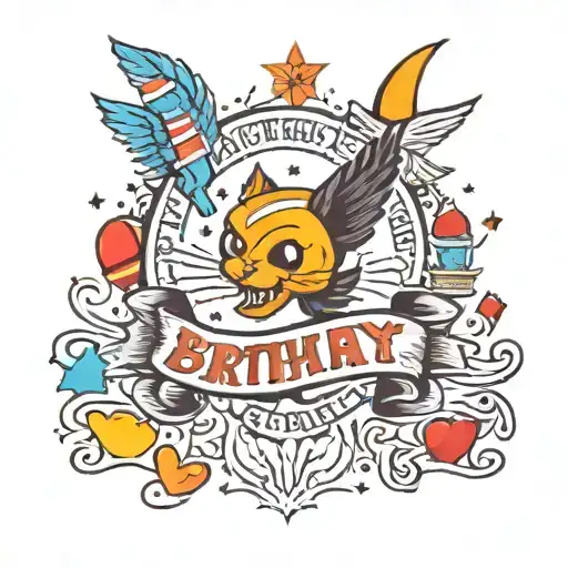 A colorful and playful design showcasing your kids' birthdays in a fun and creative way tattoo design idea