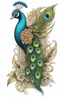 peacock feather transforming Into a gravestone tattoo design idea