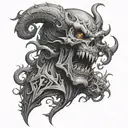 tattoo on the forearm representing hell tattoo design idea