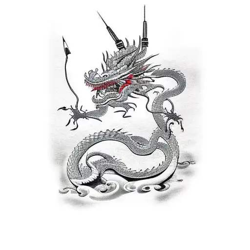 irezumi with dragon, snake and samurai tattoo design idea