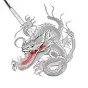 irezumi with dragon, snake and samurai tattoo design idea
