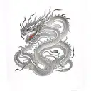 irezumi with dragon, snake and samurai tattoo design idea