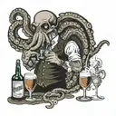 octopus bartender mixing drinks tattoo design idea