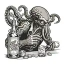 octopus bartender mixing drinks tattoo design idea