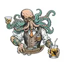 octopus bartender mixing drinks tattoo design idea