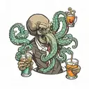octopus bartender mixing drinks tattoo design idea