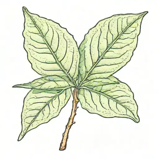 A bay leaf with the numbers 32 in the center tattoo design idea