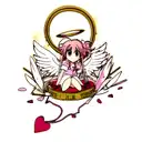 cupid halo broken hearts tattoo design idea