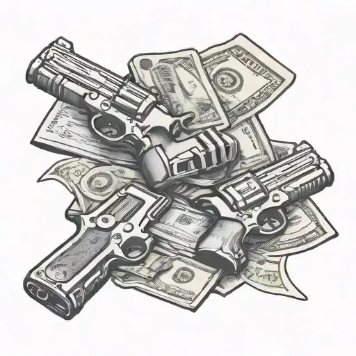 gangster cocaine money guns tattoo design idea
