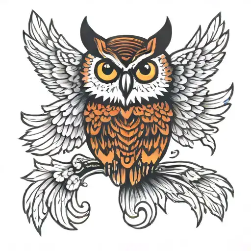Owl spread wings tattoo design idea