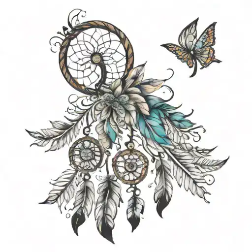 dream catcher, family tree, mental health survivor, blended family tattoo design idea