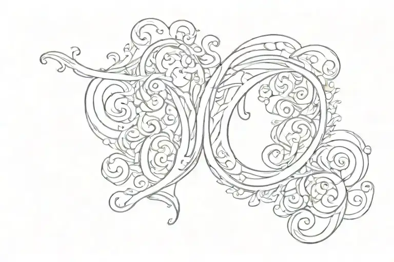 letter M swirly design tattoo design idea