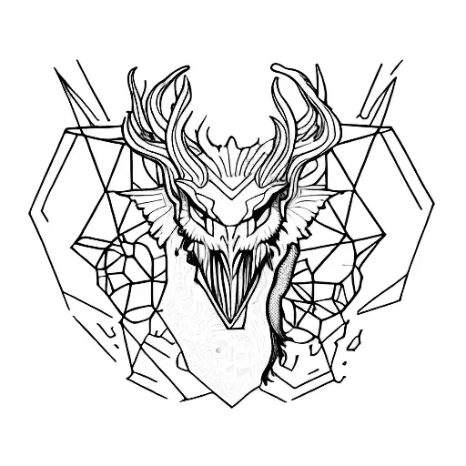 A mythical creature inspired by animals and science fiction tattoo design idea