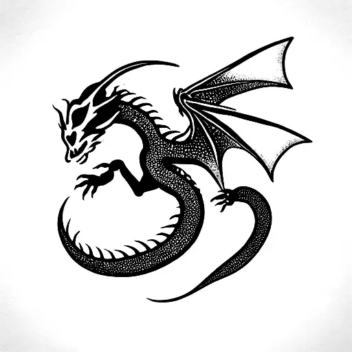 dragon with star eye and wing tattoo design idea