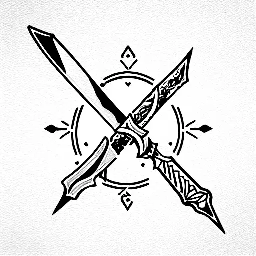 Sword with Heart and Brain and the lating text "Nosce te ipsum" tattoo design idea