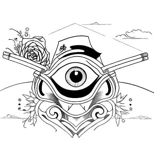 Japanese Zoro With Purple Eye Tattoo Idea - BlackInk AI