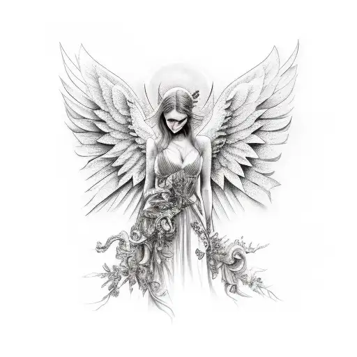 fallen angel tattoo design idea