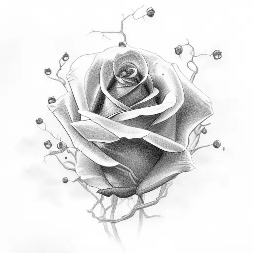 black rose and black lightning  tattoo design idea