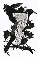 blackbird skeleton with lyrics from Beatle song blackbird incorporated within tattoo design idea