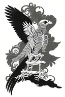 blackbird skeleton with lyrics from Beatle song blackbird incorporated within tattoo design idea