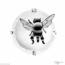 cherub riding a bumble bee holding a honeycombe clock tattoo design idea
