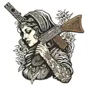 virgin Maria Magdalena with ak47 tattoo design idea