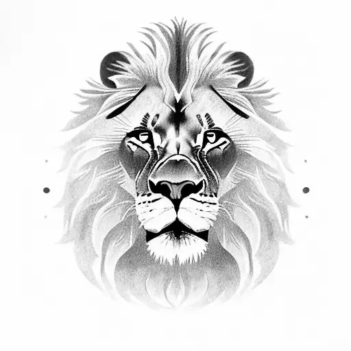 A majestic lion surrounded by a protective shield, symbolizing strength and family unity tattoo design idea