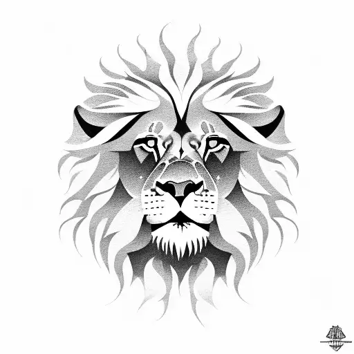 A majestic lion surrounded by a protective shield, symbolizing strength and family unity tattoo design idea