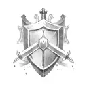 two medieval swords behind a shield tattoo design idea