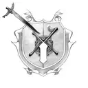 two medieval swords behind a shield tattoo design idea