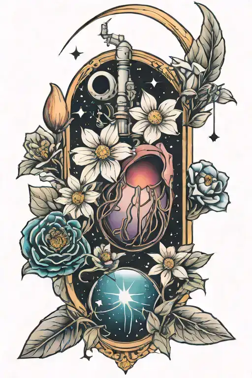 organs flowers space themed tattoo tattoo design idea