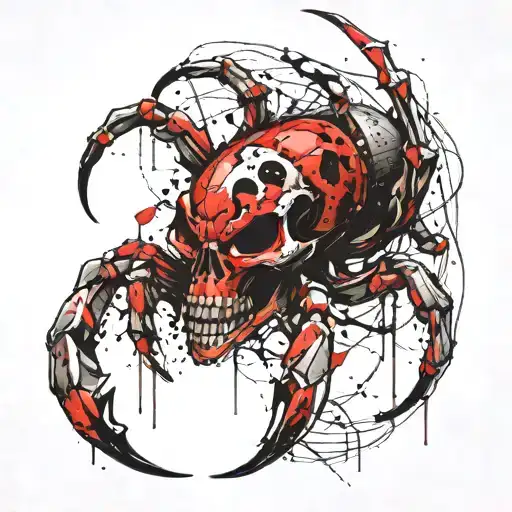 scorpion and spider skull tattoo design idea